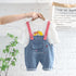 Spring and Autumn Girls Casual Denim Straps Two-Piece Set